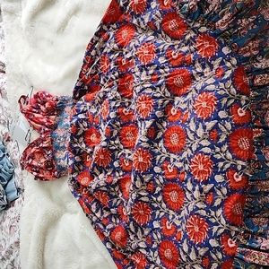 Maxime Zeaberg hand printed floral print Maxi dress organic cotton women's small